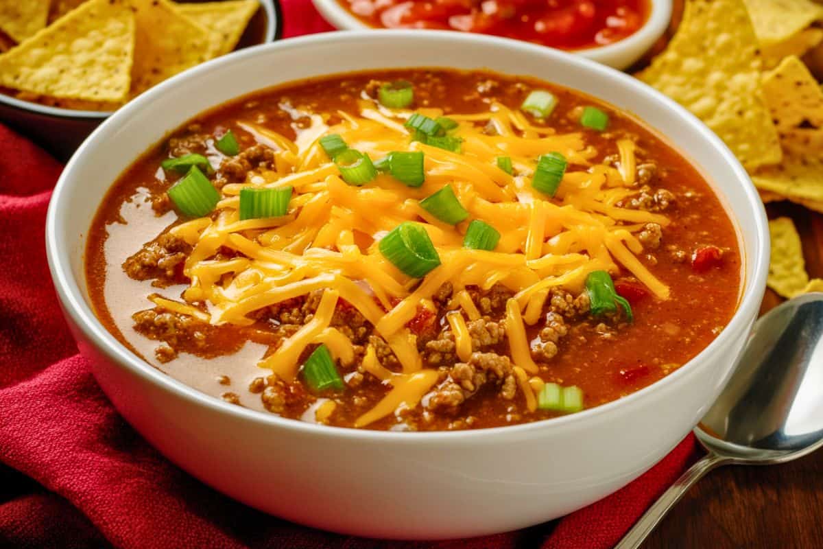 Easy Healthy Taco Soup (with Ground Beef)